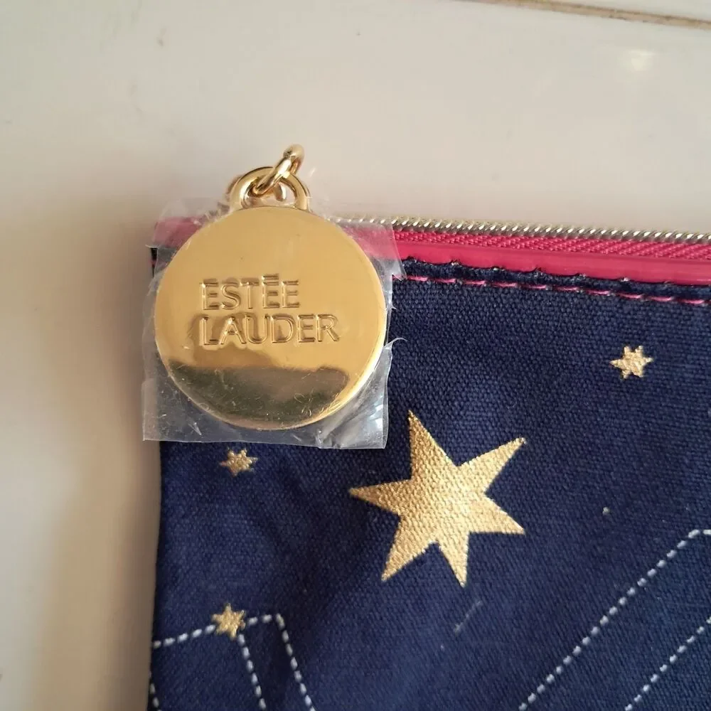 Estée Lauder Makeup Bag Navy Blue Constellations Lips Lipstick Pink Accent
